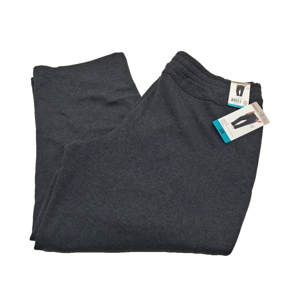 Mondetta Womens Pull-On Fleece Pants Black Size 2X New Pockets Recycled Cotton